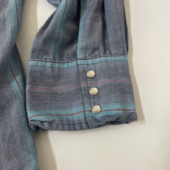 Vintage Wrangler Western Shirt Mens 3XL TALL Striped‎ 90s Pearl Snap Cowboy - Picture 6 of 11